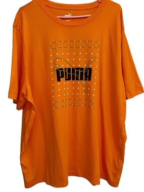 Puma Orange Short-Sleeve Graphic Logo Tee Sz XXL